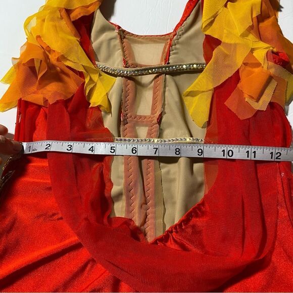 Fire flame Custom Solo lyrical embellished rhinestone Dance Costume LA adult - Picture 12 of 15